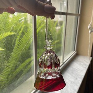 BLEIKRISTALL Lead Crystal BELL 24% + RUBY RED Hand Cut To CLEAR  WEST GERMANY